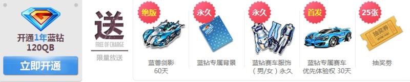 《QQ飞车》开蓝钻送绝版A车活动