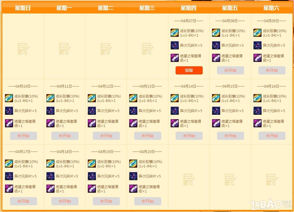 《DNF》2016年4月每日簽到享好禮活動