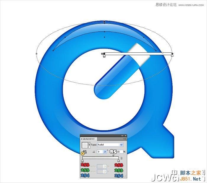 illustrator设计制作蓝色苹果quicktime logo标志教程