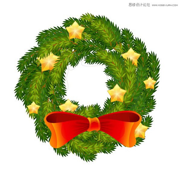 Illustrator制作一個精致的圣誕節(jié)花環(huán)