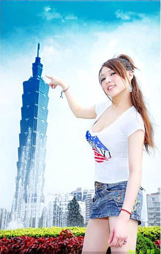 PS照片教程:美女照片的蓝色天空