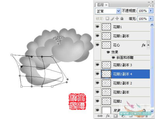 Photoshop教程:牡丹的手繪
