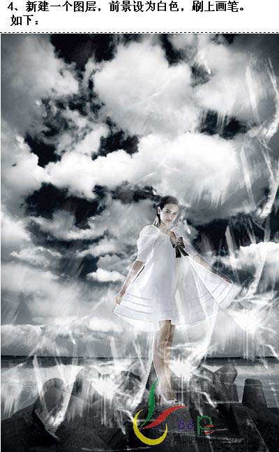 Photoshop照片合成:天空、大海和女孩