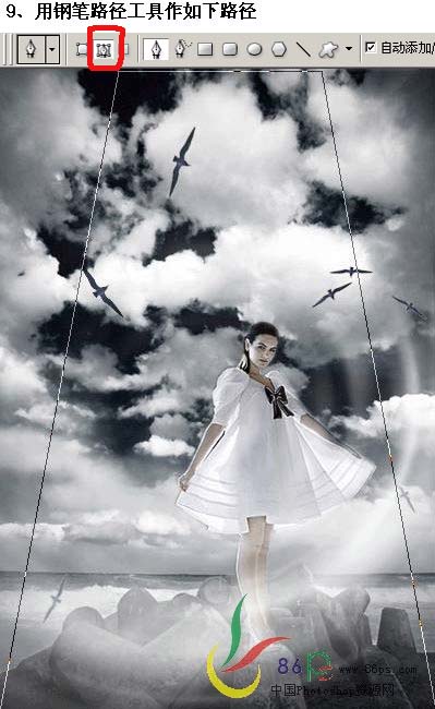 Photoshop照片合成:天空、大海和女孩