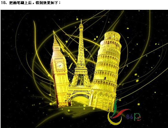 Photoshop照片合成景色：絢麗金黃寶塔