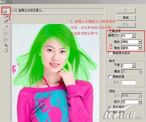 图4 Photoshop抽出滤镜设置