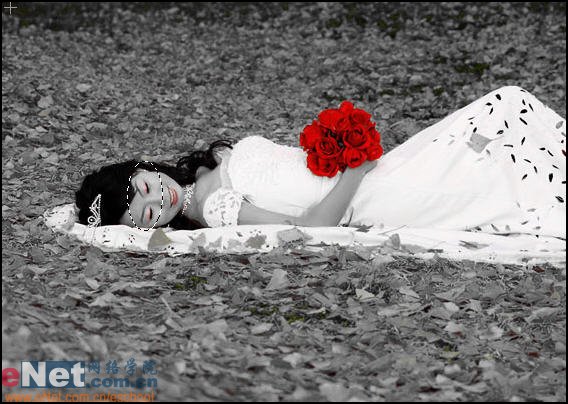 Photoshop教程:婚纱照MM红花一朵