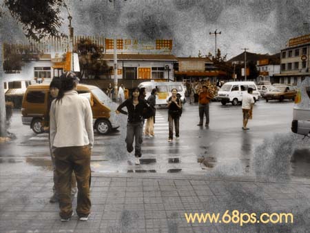 photoshop教程:街景照片调成青黄色调