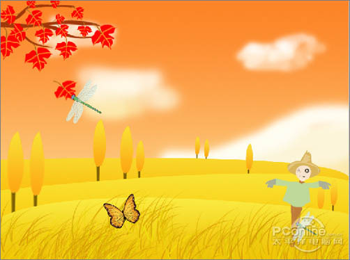 Photoshop 打造一張秋意濃濃插畫