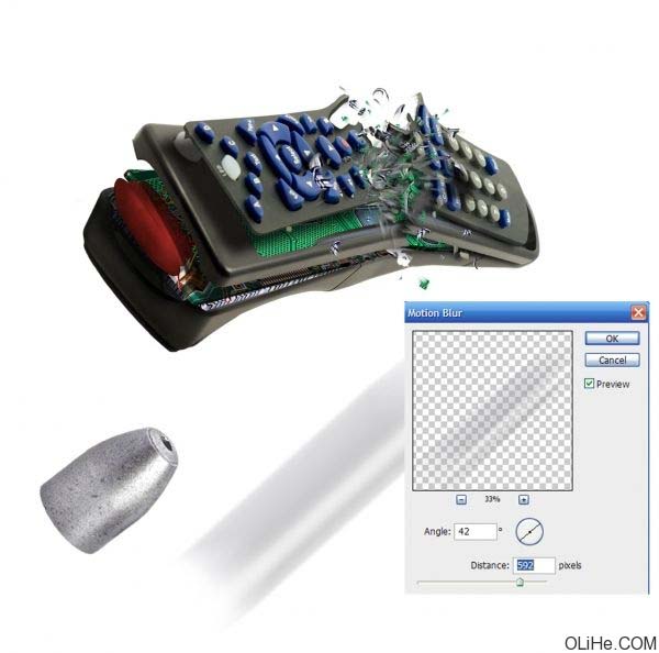 用photoshop 合成子弹穿透物体的瞬间