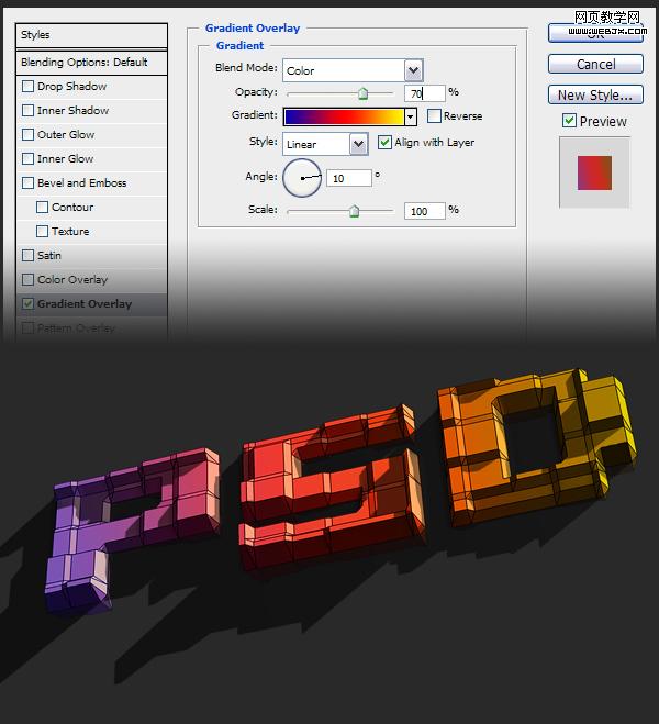Photoshop 格子紋理立體字教程