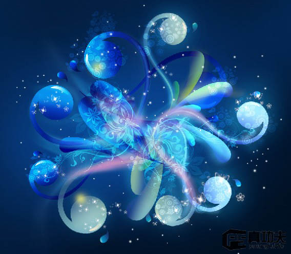 Photoshop 藍(lán)色夢幻的潮流壁紙制作