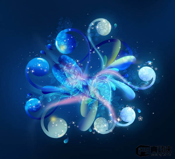 Photoshop 藍(lán)色夢幻的潮流壁紙制作