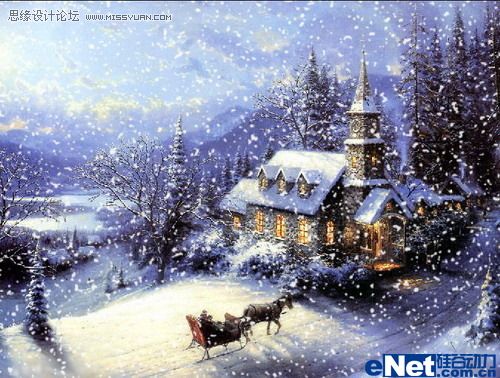 Photoshop 幾步制作美麗的雪景