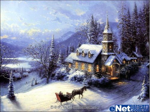 Photoshop 幾步制作美麗的雪景
