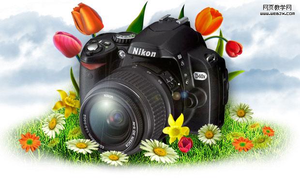 Photoshop 綠色風格的相機網(wǎng)頁平面圖
