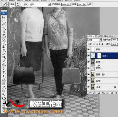 Photoshop 修復(fù)局部掉色的老照片