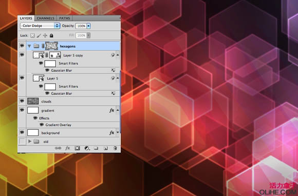 Photoshop 立方体方块组成的立体效果的绚丽背景