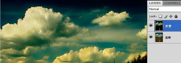 Photoshop调出高清的黄昏色公路图片