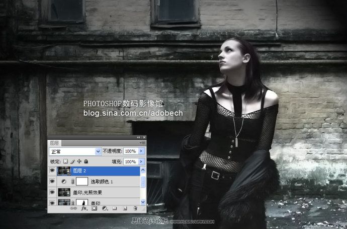 Photoshop模特黑白艺术色调