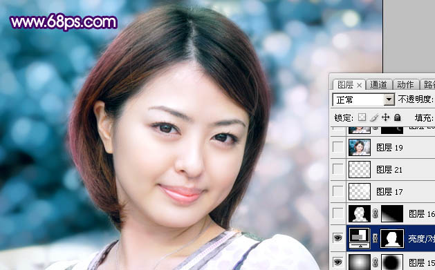 Photoshop制作梦幻的蓝色近焦女孩图片