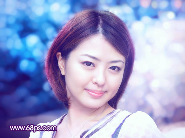 Photoshop制作梦幻的蓝色近焦女孩图片