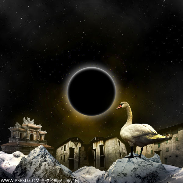 photoshop經(jīng)典合成古樓映明月場(chǎng)景