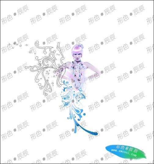 Photoshop為女孩加上自.制的花紋翅膀