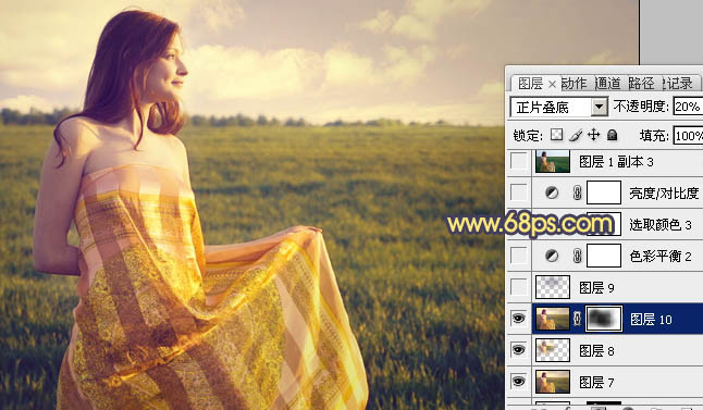 Photoshop将草原人物图片调成柔美的黄昏