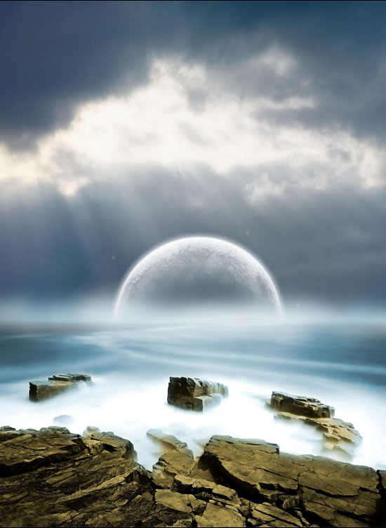 photoshop合成夢(mèng)幻的海上明月