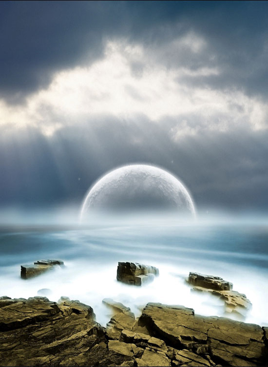 photoshop合成夢(mèng)幻的海上明月