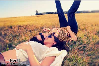 Photoshop调出外景人物图片柔美的紫红色