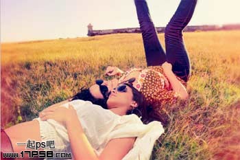 Photoshop调出外景人物图片柔美的紫红色