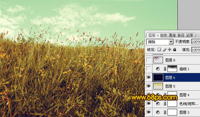 Photoshop调出小草图片淡雅的黄绿色