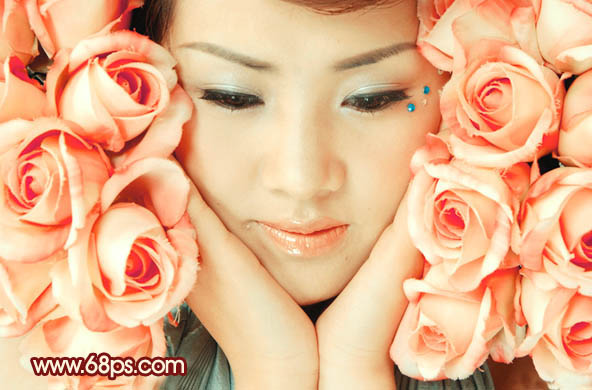 Photoshop将人物图片调成粉红的玫瑰色