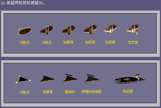 Photoshop制作逼真的古典留聲機(jī)