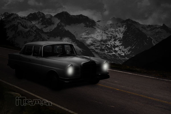 Photoshop打造夜間無人駕駛的汽車效果
