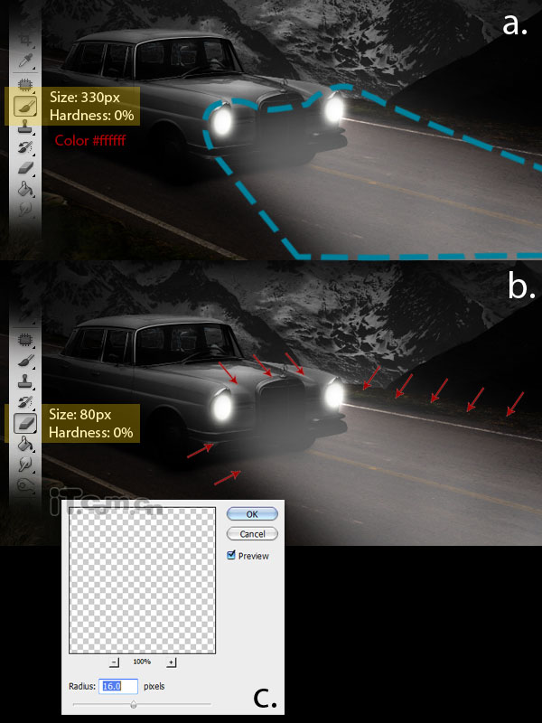 Photoshop打造夜間無人駕駛的汽車效果