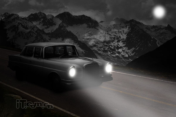 Photoshop打造夜間無人駕駛的汽車效果