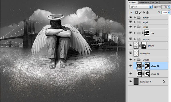 photoshop經典合成雨夜中失落的天使
