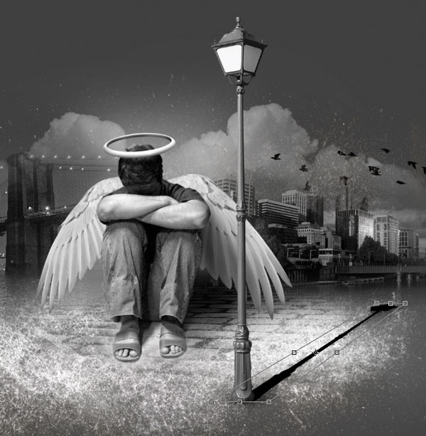 photoshop經典合成雨夜中失落的天使