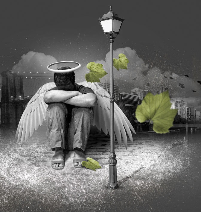 photoshop經(jīng)典合成雨夜中失落的天使