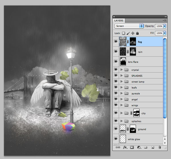 photoshop經(jīng)典合成雨夜中失落的天使