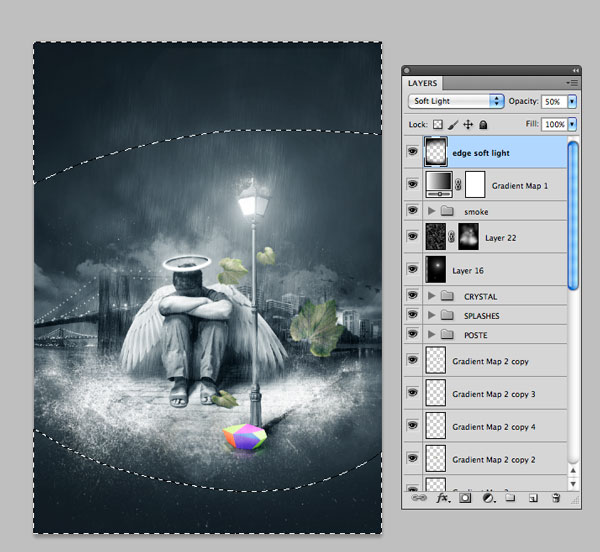 photoshop經(jīng)典合成雨夜中失落的天使