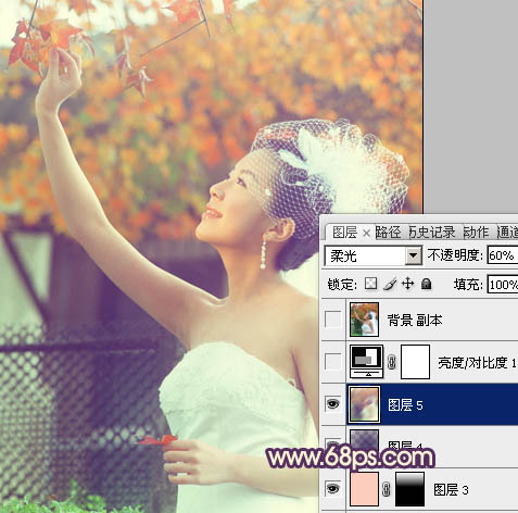 Photoshop将外景人物图片调成甜美的粉橙色