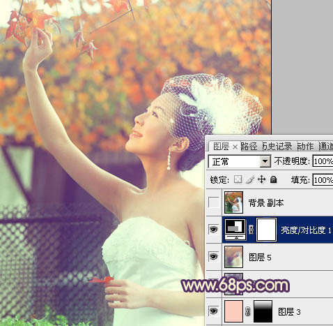 Photoshop将外景人物图片调成甜美的粉橙色