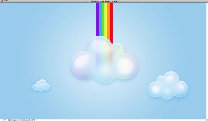 Photoshop打造非?？蓯鄣耐该髟撇时诩? height="395" hspace="6" width="680" vspace="6" border="0"  src="http://img.jbzj.com/file_images/photoshop/201104/2011040811295343.jpg" /><br /><br />19、兩次重復(fù)的云。 調(diào)整水平。 請注意，我不重復(fù)了彩虹的顏色。<br /><br /><img alt=