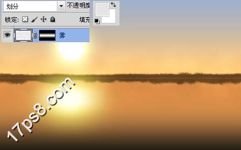 photoshop下利用漸變及畫筆制作漂亮的河邊日出