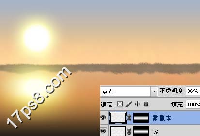 photoshop下利用漸變及畫筆制作漂亮的河邊日出