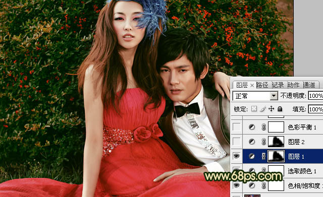 Photoshop制作個(gè)性的古典暗金色婚片效果